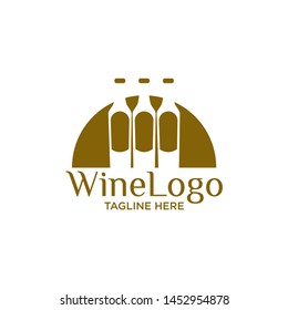Glasses Bottle Vector Wine Logo Design Stock Vector