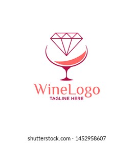 Glasses Bottle Vector Wine Logo Design Stock Vectors