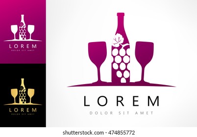 Glasses Bottle Vector Wine Logo Design Stock Vector (royalty Free 