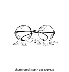 glasses with broken glasses, graphic icon