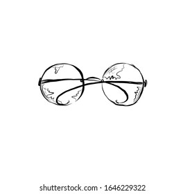 glasses with broken glasses, hand drawn vector illustration