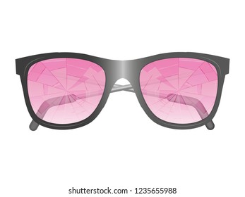 glasses with broken pink glasses. isolated image. vector illustration.