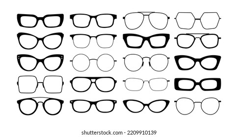 Glasses bundle template for cutting programs, clipart isolated