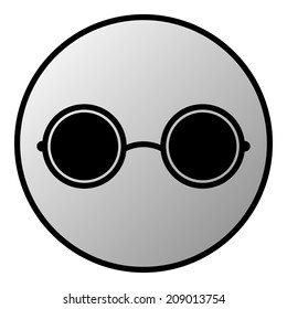 Glasses button on white background. Vector illustration.