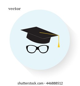  glasses with a cap graduation, vector, icon