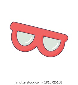 glasses cartoon doodle hand drawn concept vector kawaii illustration.