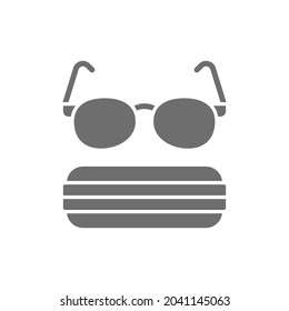 Glasses with case grey icon. Isolated on white background
