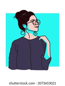 Glasses casual woman in magenta Illustration