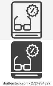 Conjunto de iconos de catálogo de gafas en diferentes estilos. Icono de línea, contorno y Vector sólido con trazo editable. Signo y símbolo de gafas para el icono del catálogo de productos.