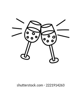 Glasses of chamagne vector doodle illustration