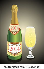 glasses of champagne and bottle.2014