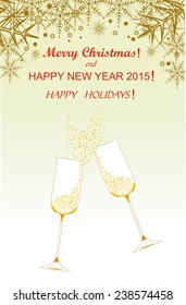 Glasses of champagne for the celebration of Christmas and New Year