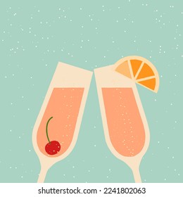 Gafas de champán. Bebida de cereza. Ilustración del vector