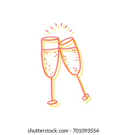 glasses of champagne doodle icon
