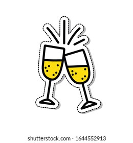 glasses of champagne doodle icon, vector illustration