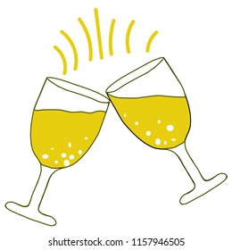 glasses of champagne doodle vector illustrator icon