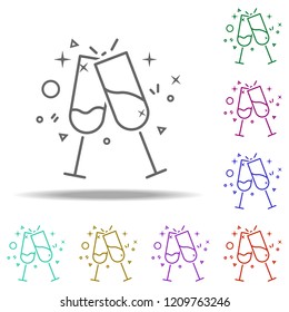 glasses of champagne dusk icon. Elements of Birthday in multi color style icons. Simple icon for websites, web design, mobile app, info graphics