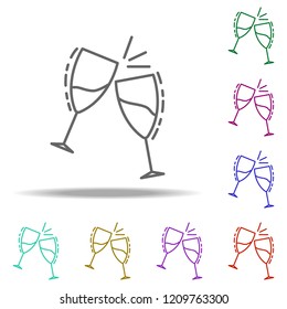 glasses of champagne dusk icon. Elements of Birthday in multi color style icons. Simple icon for websites, web design, mobile app, info graphics