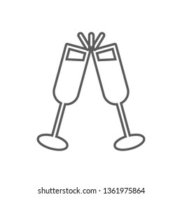 Glasses of champagne icon. Element of Romance for mobile concept and web apps icon. Outline, thin line icon for website design and development, app development