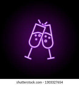glasses of champagne icon. Elements of Alcohol drink in neon style icons. Simple icon for websites, web design, mobile app, info graphics