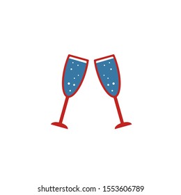 Glasses Of Champagne icon. Flat creative element from bar and restaurant icons collection. Colored glasses of champagne icon for templates, web design and software.