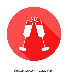 Glasses of champagne icon in Flat, Long shadow