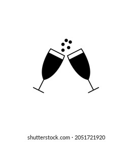 Glasses of champagne icon in gambling set
