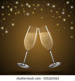 Glasses of champagne on abstract background, vector illustration