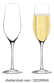 Glasses of champagne or sparkling wine - vector drawing isolated