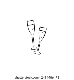 Vasos de champán tostadas de diseño de Vector plano