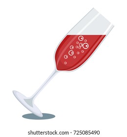 Glasses of champagne vector. Festive sparkling wine on white background. Kitchen utensils, kitchen accessories and utensils. Flat vector cartoon illustration. Objects isolated.