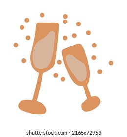 Glasses of champagne. Vector hand draw cartoon illustration.