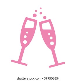 Glasses with champagne. Vector icon. Color illustration.