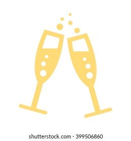 Glasses with champagne. Vector icon. Color illustration.
