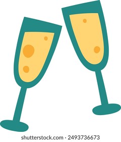 Glasses With Champagne Vector Illustration