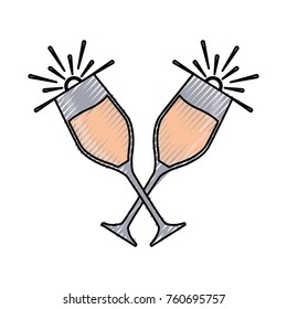 glasses  of champagne  vector illustration