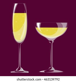 Glasses Of Champagne. Vector Illustration. EPS 10