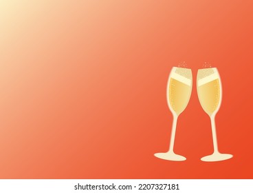 Gafas vectoras de champán. Feliz Año Nuevo con vector de champán. Dos vasos de champán