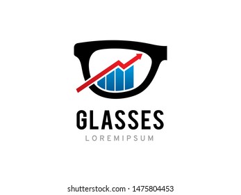 Glasses and chart logo symbol or icon template