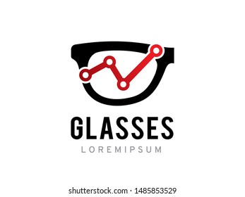 Glasses and chart logo symbol or icon template