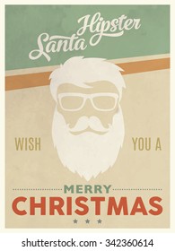 glasses christmas vector logo of hipster santa claus fashion label silhouette with wishes of merry christmas and cool beard and glasses on vintage background for greeting card or poster glasses christ