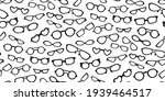 Glasses classic shape stylish black silhouette seamless pattern. Rim glasses, spectacle frame and eyewear. Fashion woman or man glasses, hipster optical texture. Isolated wallpaper vector illustration