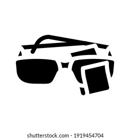 glasses cleaning microfiber glyph icon vector. glasses cleaning microfiber sign. isolated contour symbol black illustration