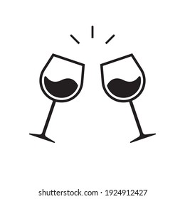 Glasses clink icon. simple glasses clink vector icon on white background