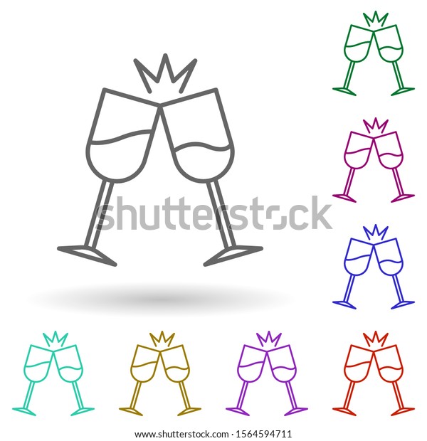 Glasses Clink Glasses Multi Color Icon Stock Vector (Royalty Free