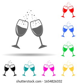 glasses clink glasses multi color style icon. Simple glyph, flat vector of party icons for ui and ux, website or mobile application