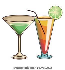 glasses with cocktail icon cartoon vector illustration graphic design