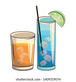 glasses with cocktail icon cartoon vector illustration graphic design