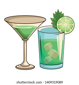 glasses with cocktail icon cartoon vector illustration graphic design