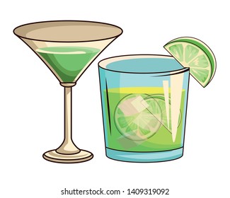 glasses with cocktail icon cartoon vector illustration graphic design
